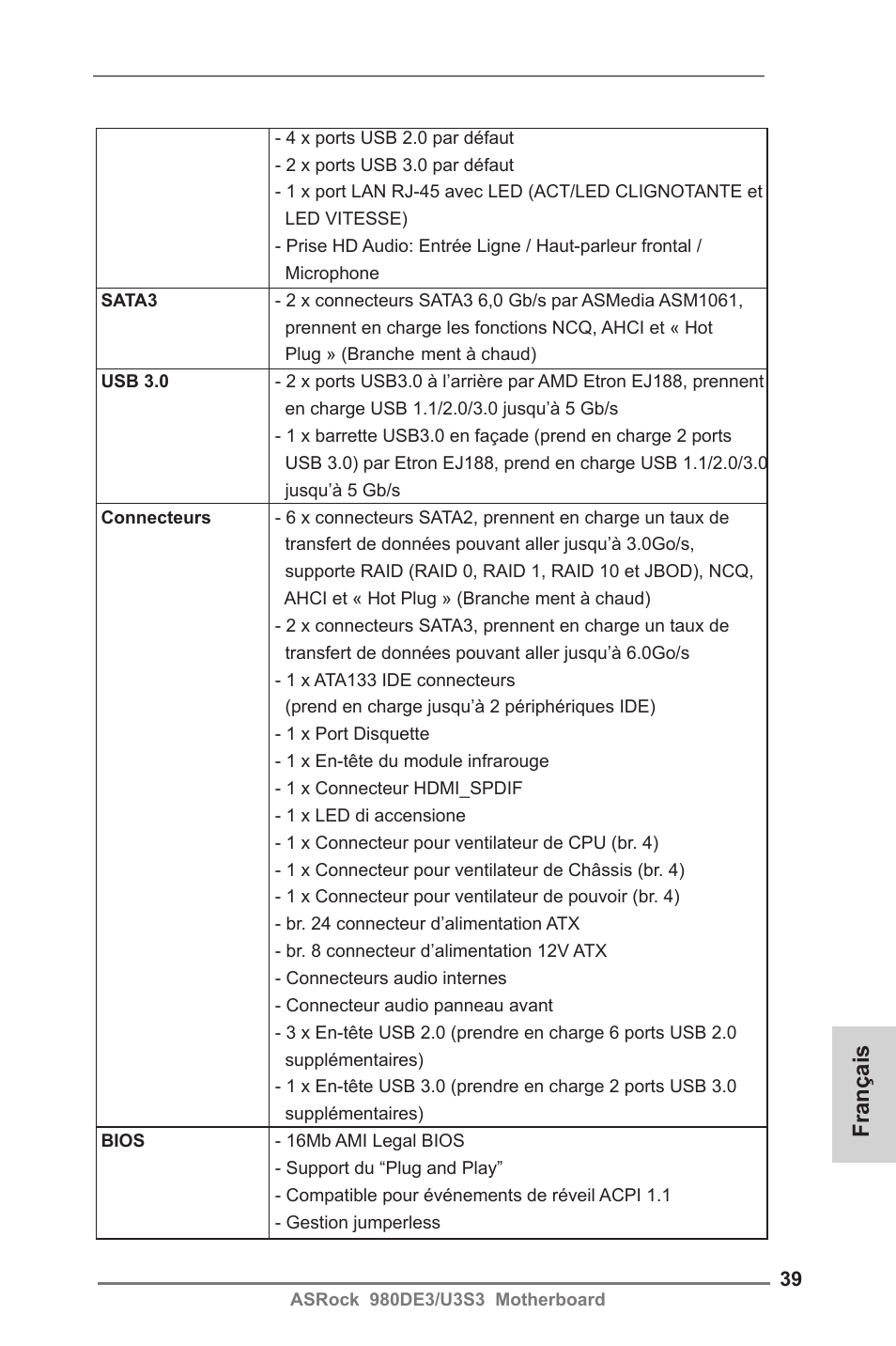 Français | ASRock 980DE3__U3S3 User Manual | Page 39 / 151