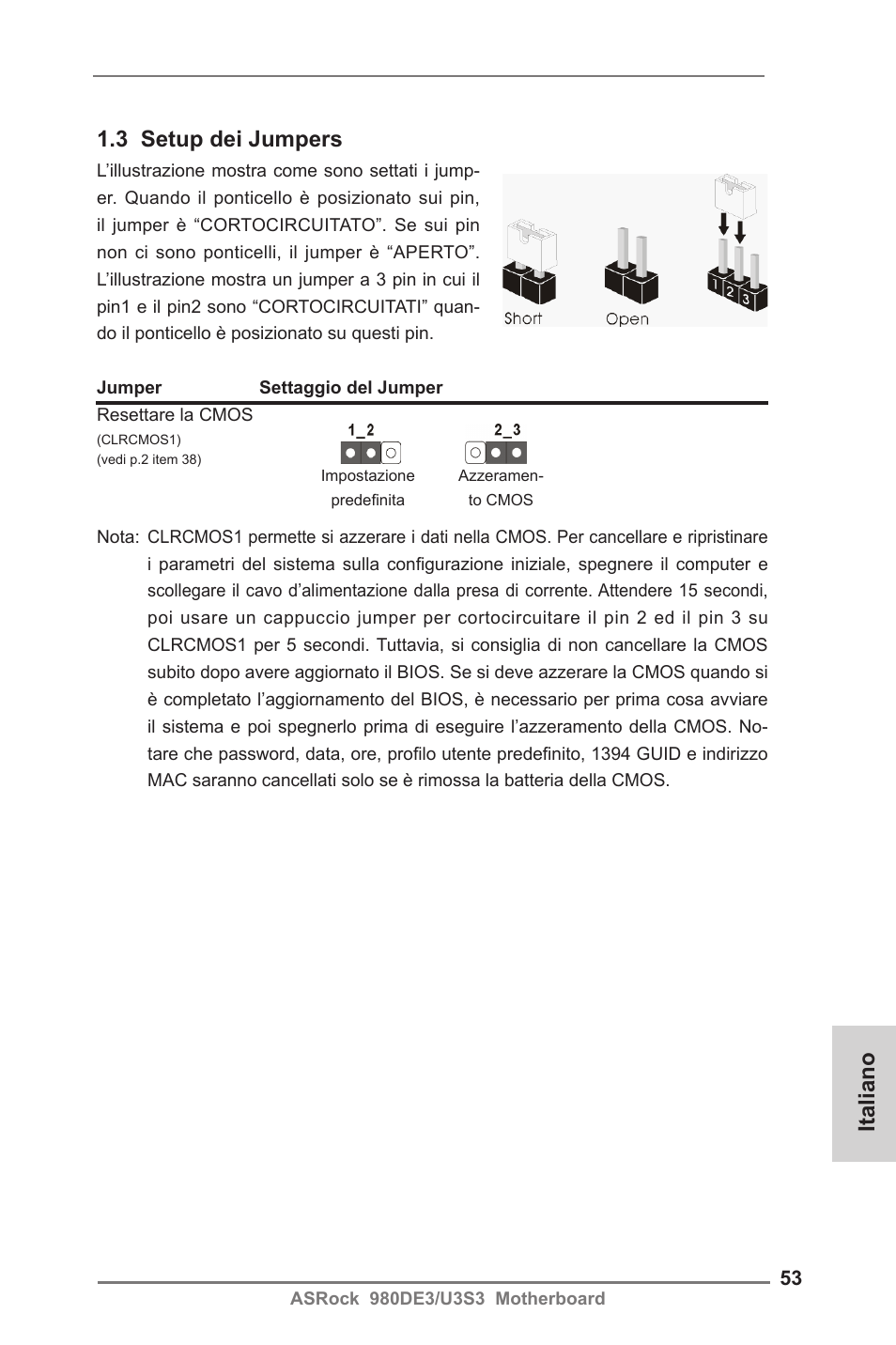 Italiano 1.3 setup dei jumpers | ASRock 980DE3__U3S3 User Manual | Page 53 / 151