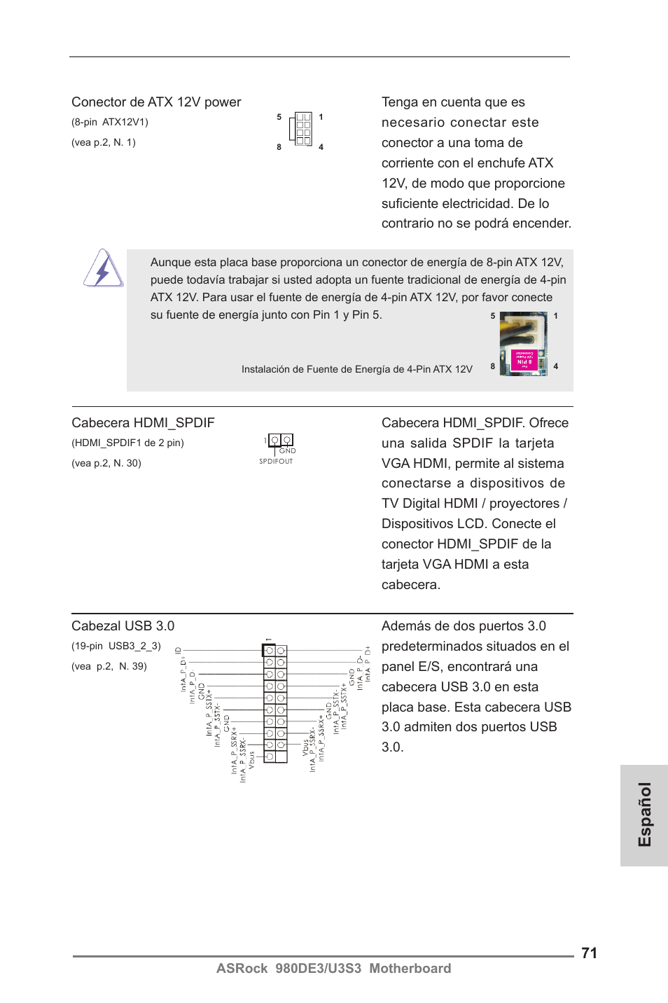 Español | ASRock 980DE3__U3S3 User Manual | Page 71 / 151