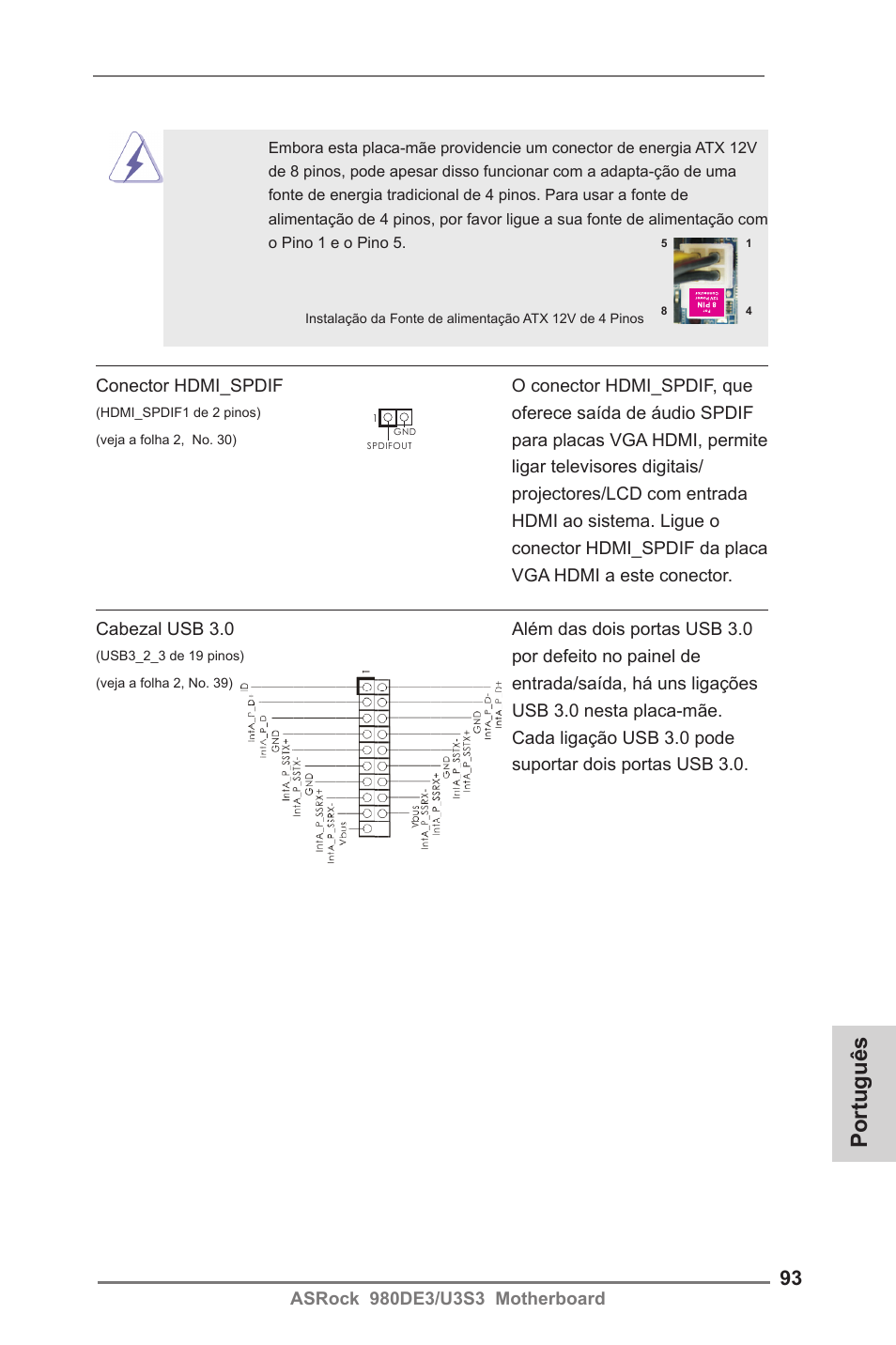 Português | ASRock 980DE3__U3S3 User Manual | Page 93 / 151