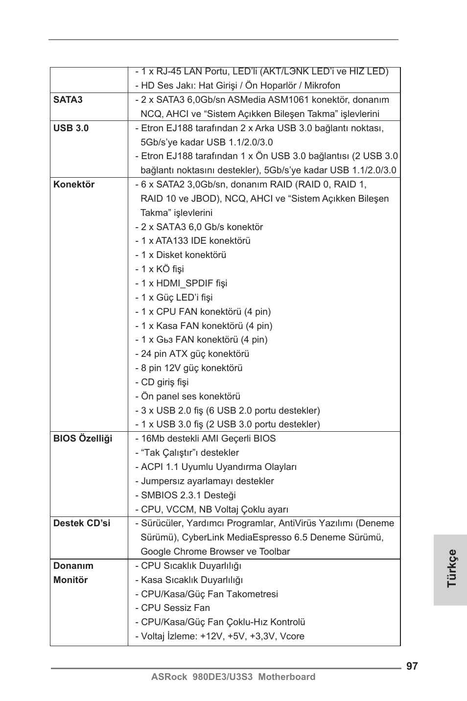 Türkçe | ASRock 980DE3__U3S3 User Manual | Page 97 / 151