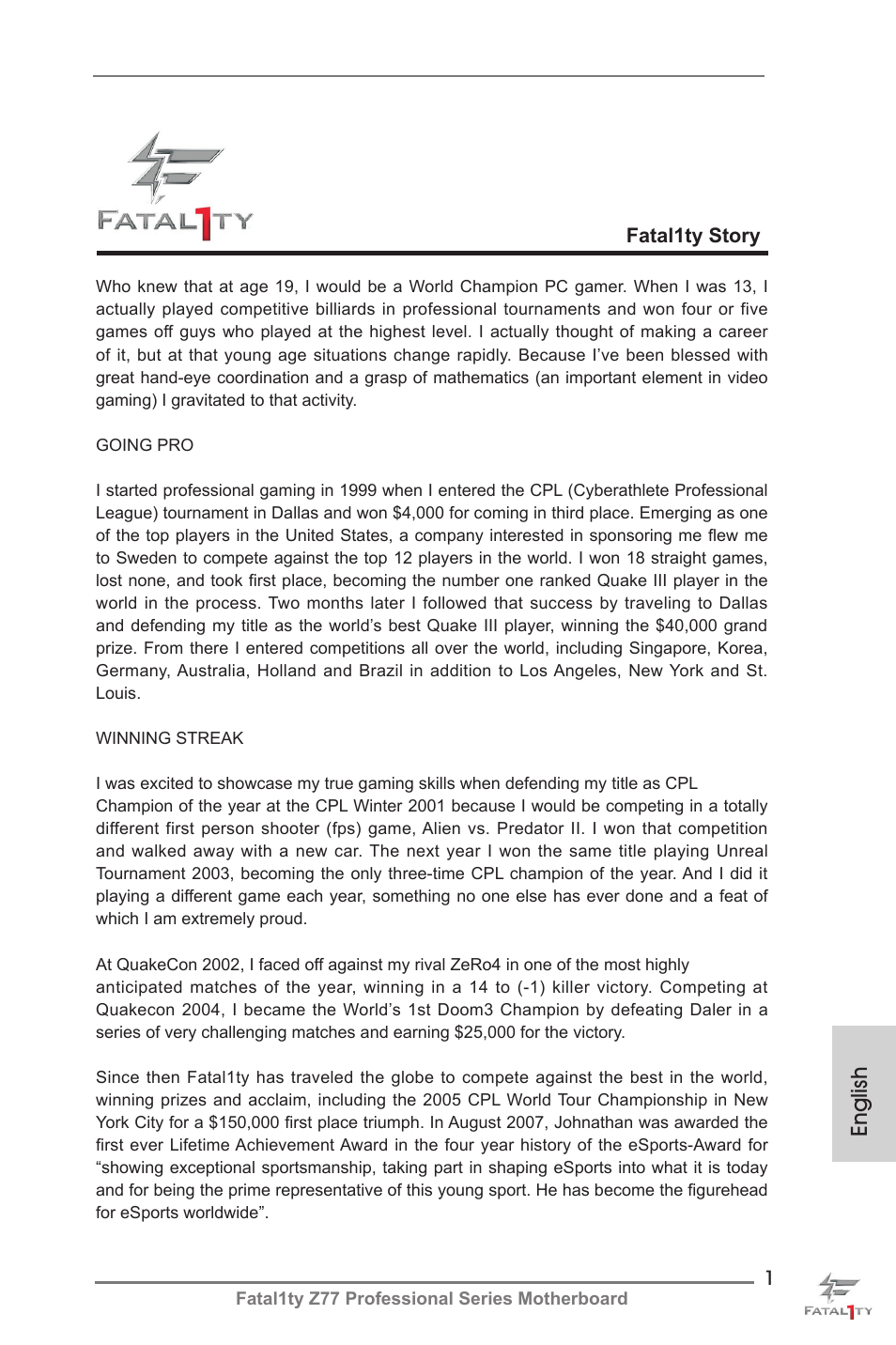 ASRock Fatal1ty Z77 Professional User Manual | 243 pages