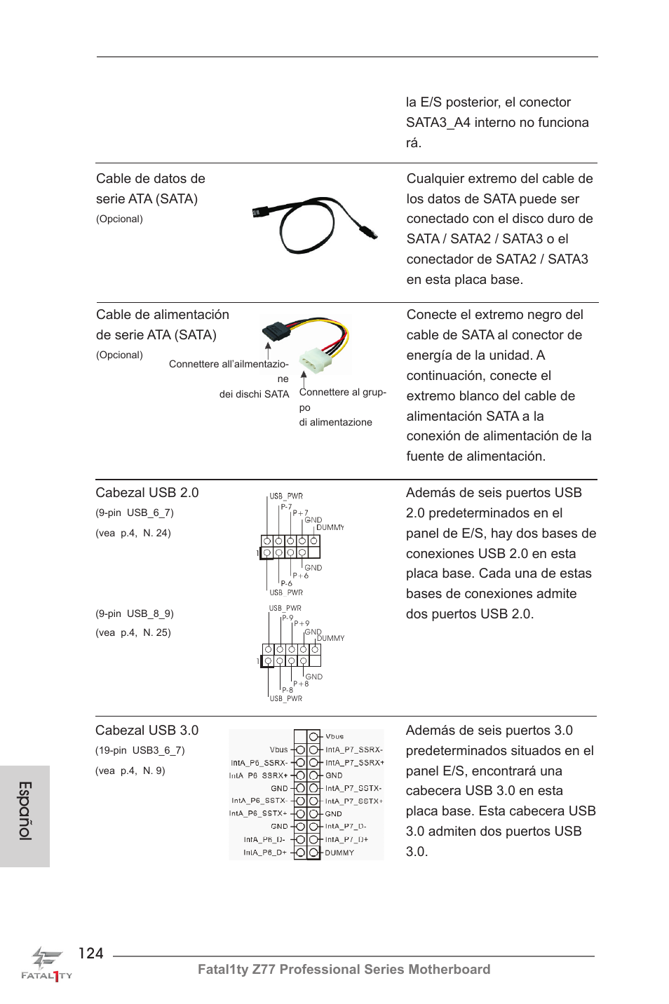 Español | ASRock Fatal1ty Z77 Professional User Manual | Page 124 / 243