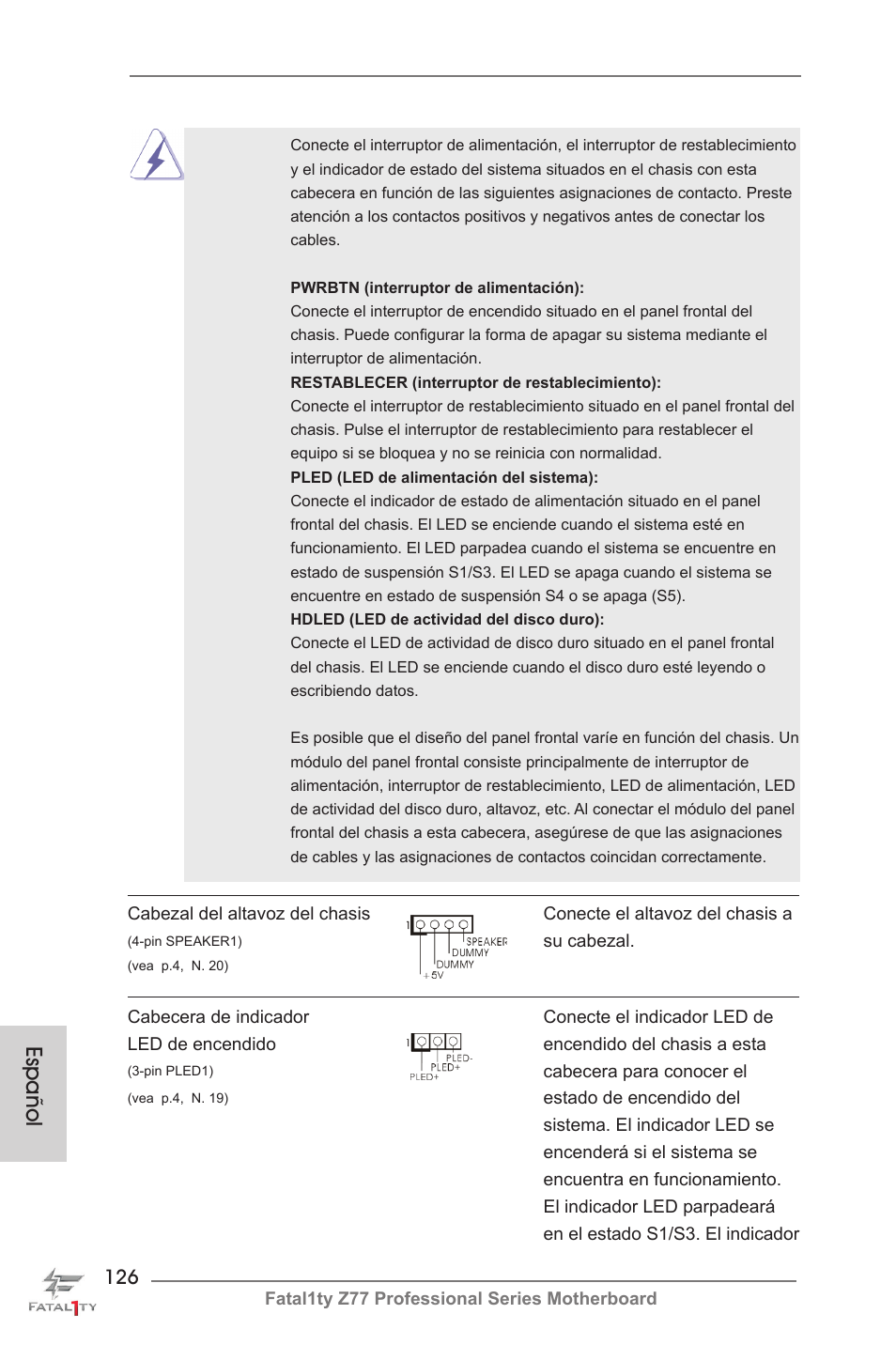 Español | ASRock Fatal1ty Z77 Professional User Manual | Page 126 / 243