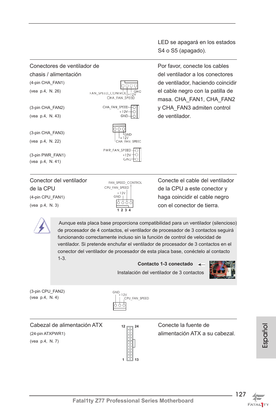 Español | ASRock Fatal1ty Z77 Professional User Manual | Page 127 / 243