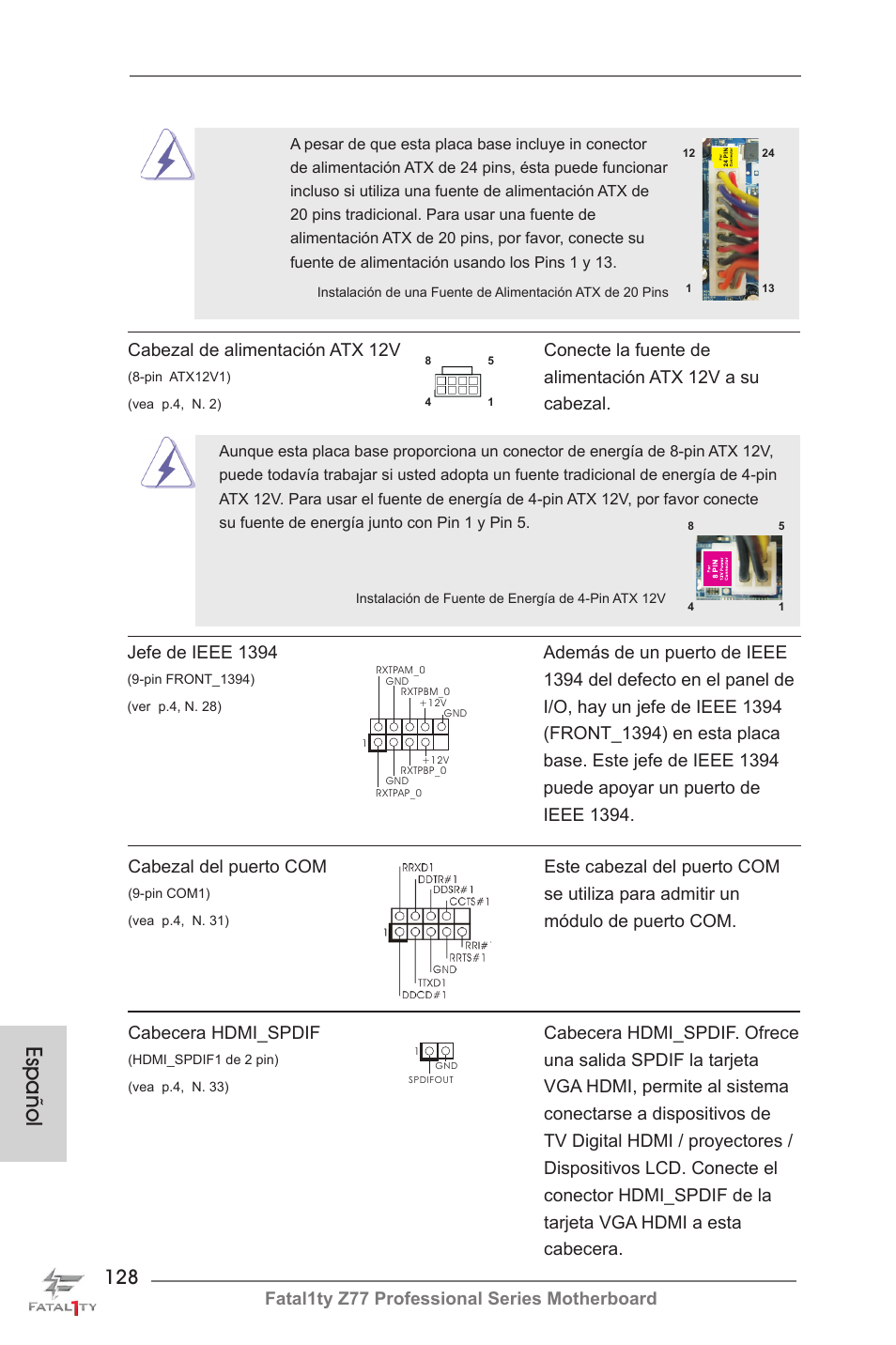 Español | ASRock Fatal1ty Z77 Professional User Manual | Page 128 / 243