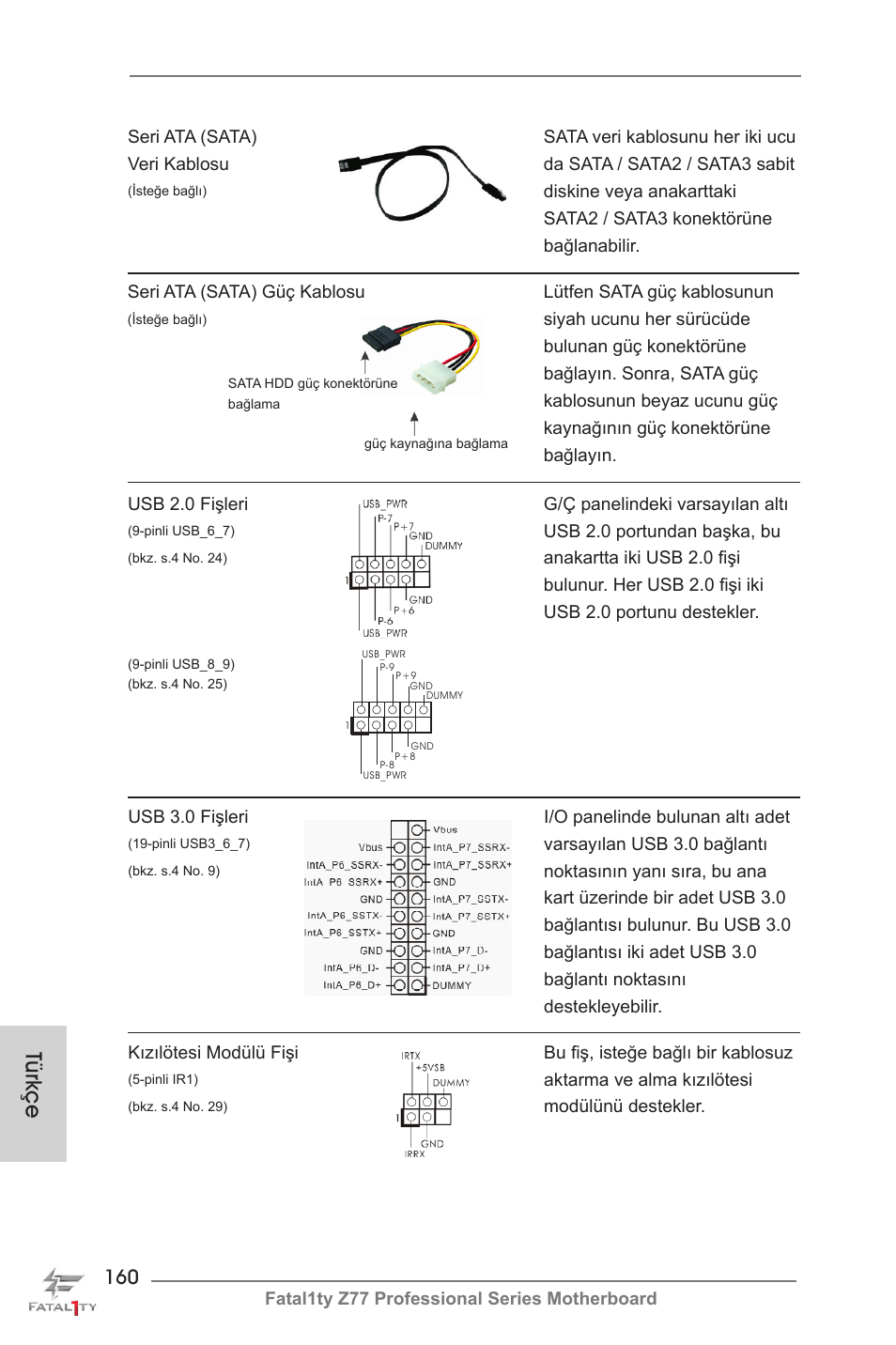 Türkçe | ASRock Fatal1ty Z77 Professional User Manual | Page 160 / 243
