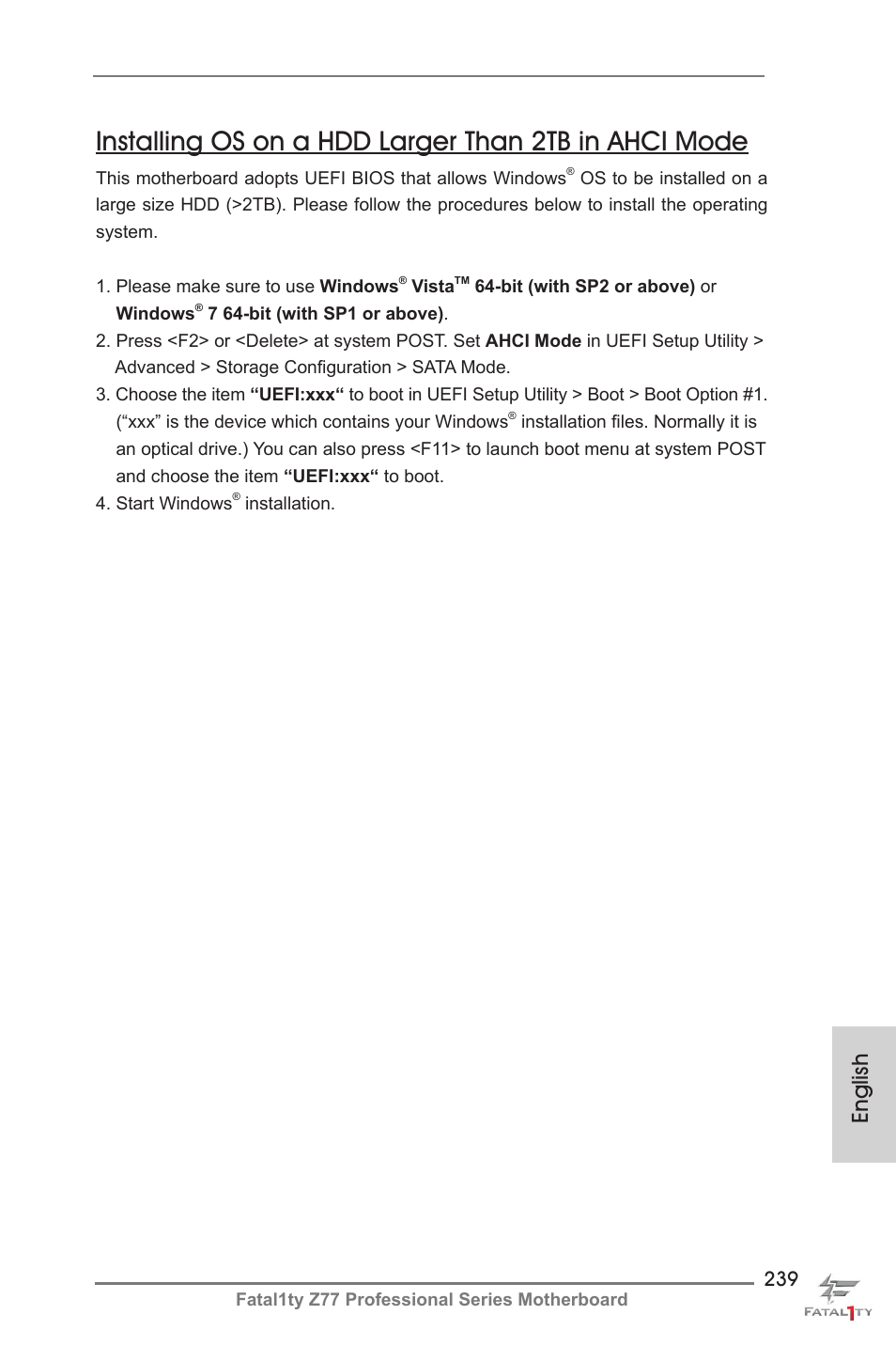 English | ASRock Fatal1ty Z77 Professional User Manual | Page 239 / 243