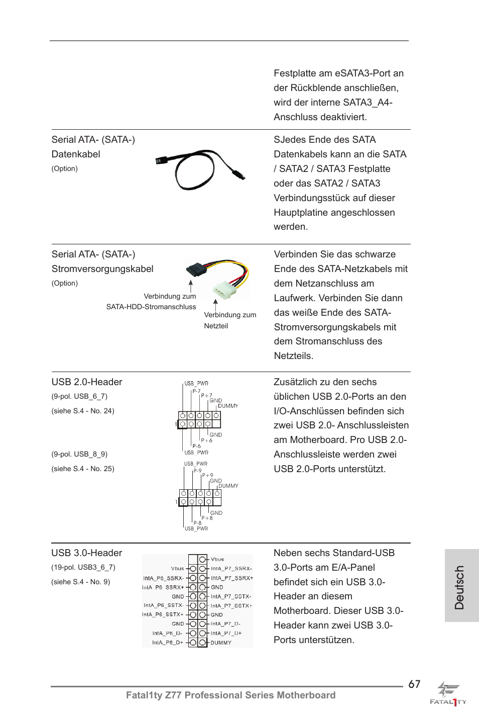 Deutsch | ASRock Fatal1ty Z77 Professional User Manual | Page 67 / 243