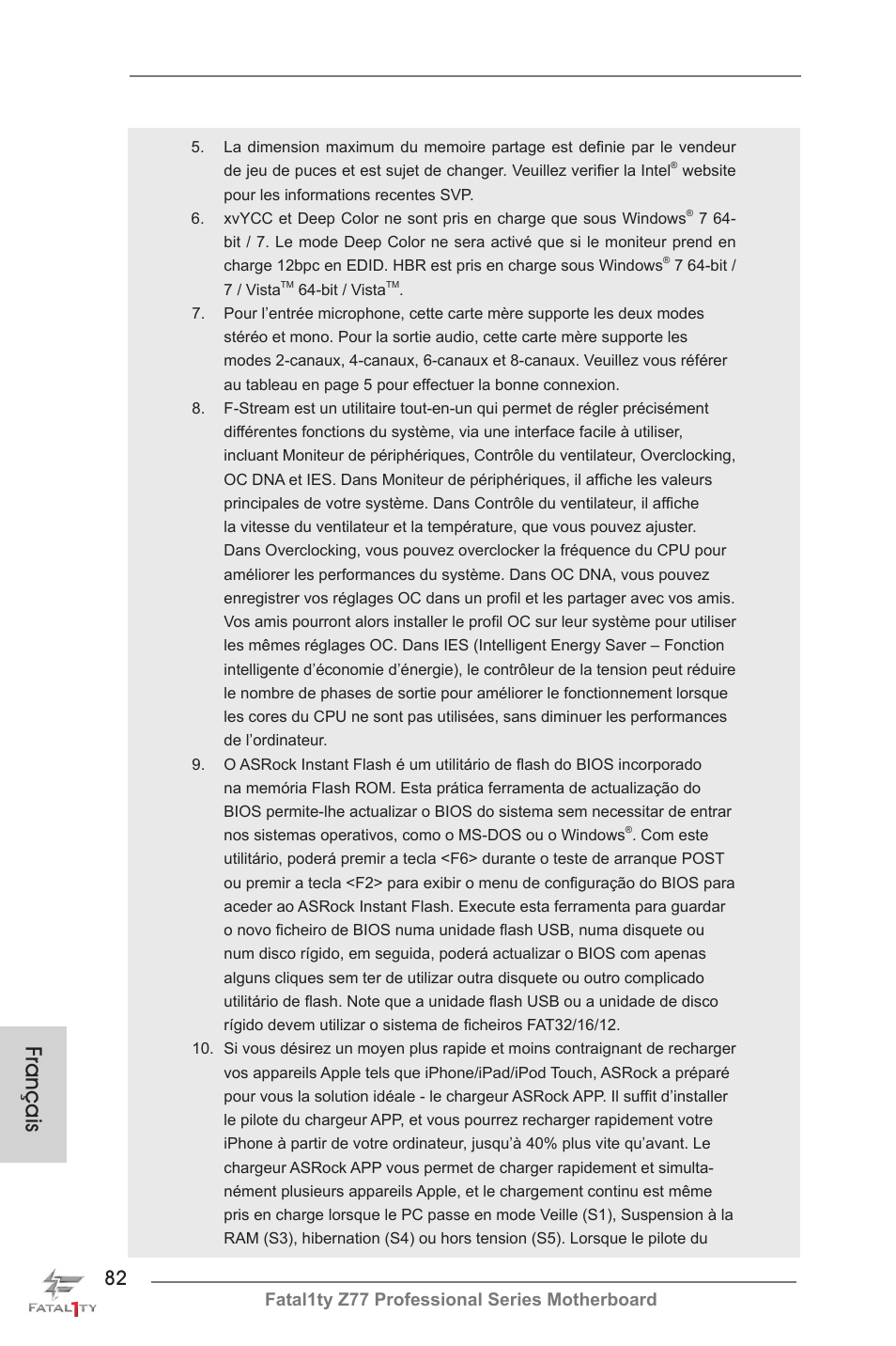 Français, Fatal1ty z77 professional series motherboard | ASRock Fatal1ty Z77 Professional User Manual | Page 82 / 243