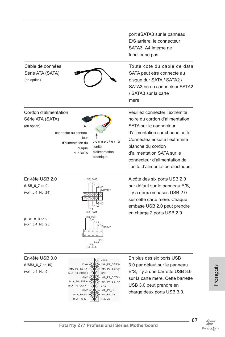 Français | ASRock Fatal1ty Z77 Professional User Manual | Page 87 / 243