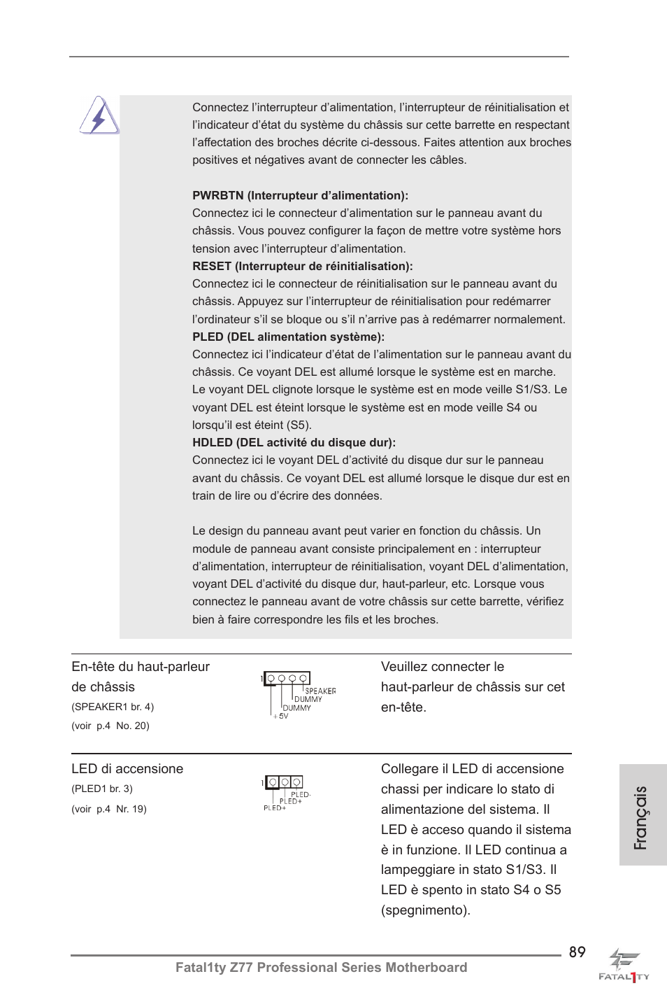 Français | ASRock Fatal1ty Z77 Professional User Manual | Page 89 / 243