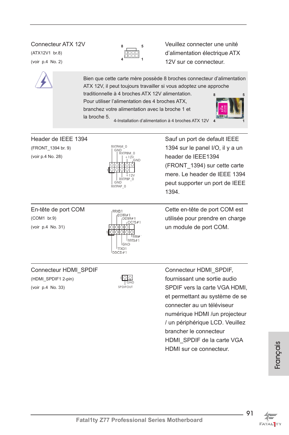 Français | ASRock Fatal1ty Z77 Professional User Manual | Page 91 / 243