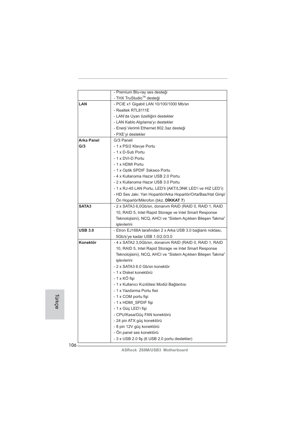Türkçe | ASRock Z68M__USB3 User Manual | Page 106 / 177