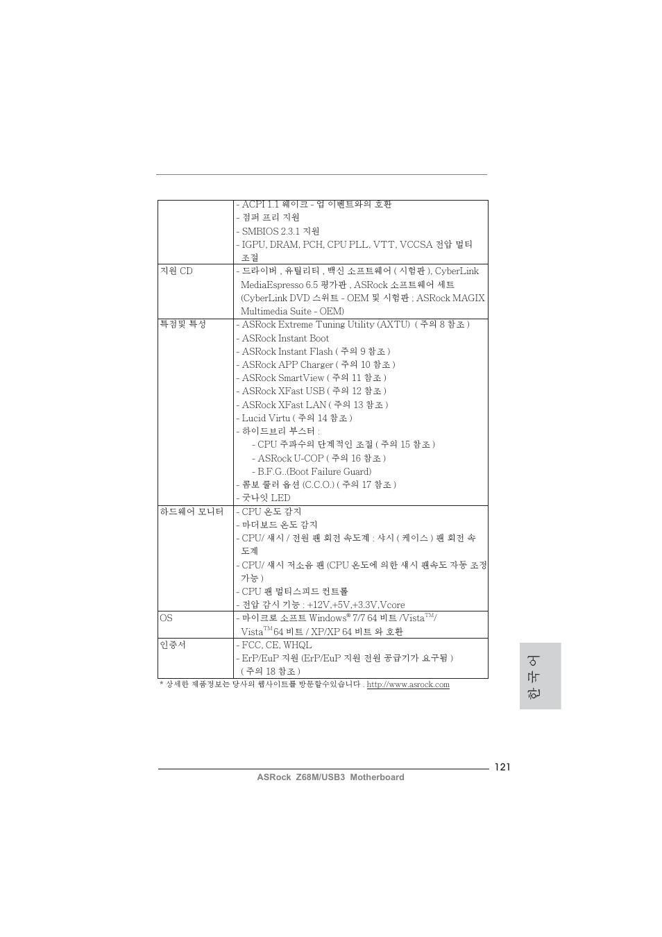 한 국 어 | ASRock Z68M__USB3 User Manual | Page 121 / 177