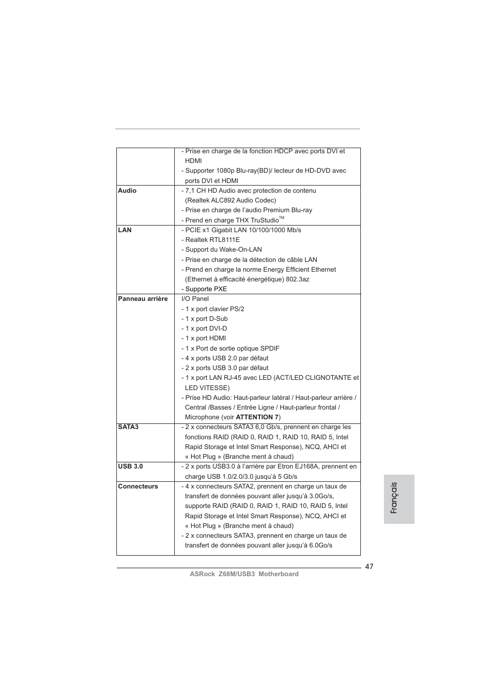 Français | ASRock Z68M__USB3 User Manual | Page 47 / 177