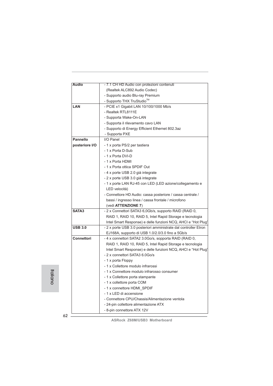 Italiano | ASRock Z68M__USB3 User Manual | Page 62 / 177