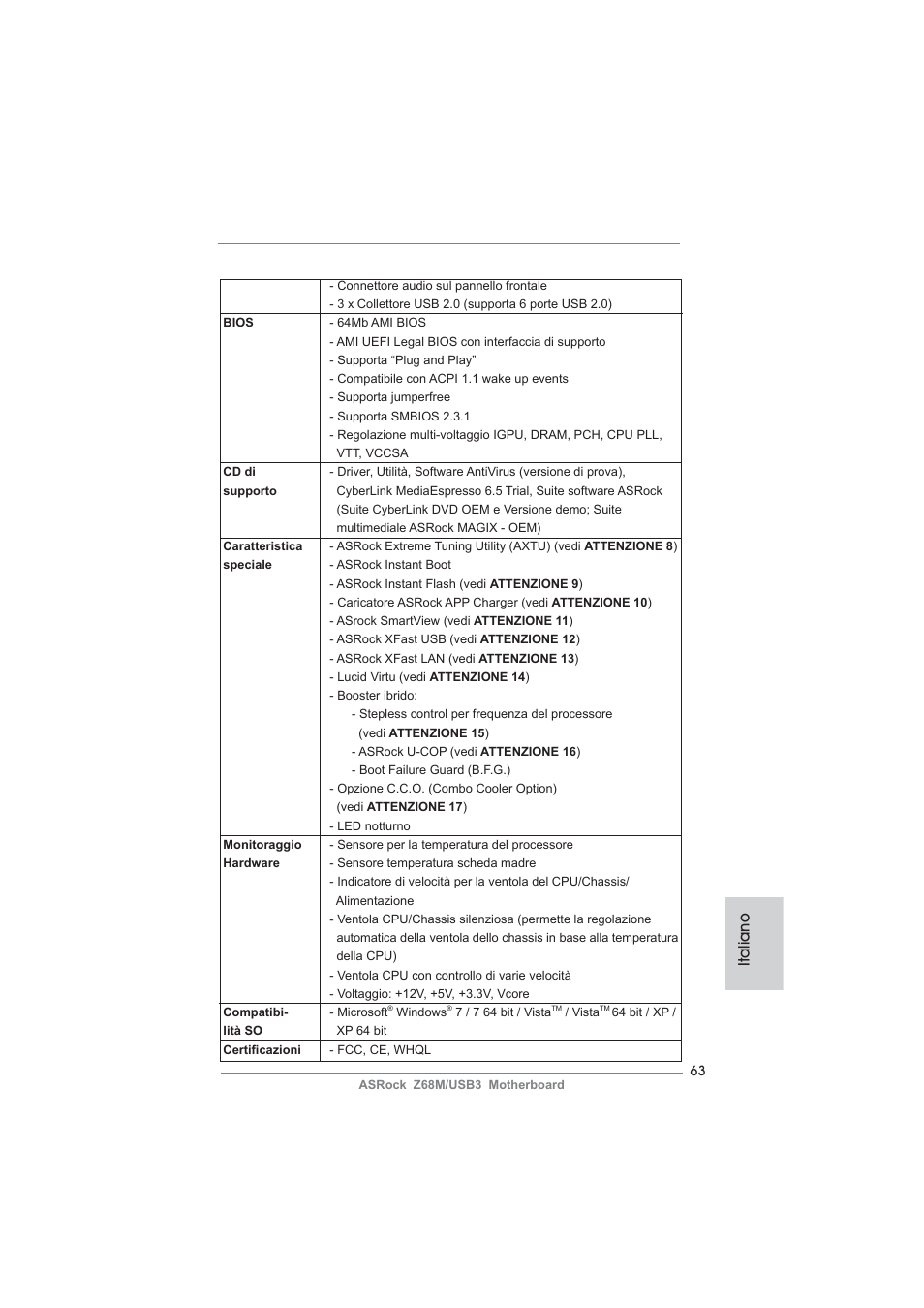Italiano | ASRock Z68M__USB3 User Manual | Page 63 / 177