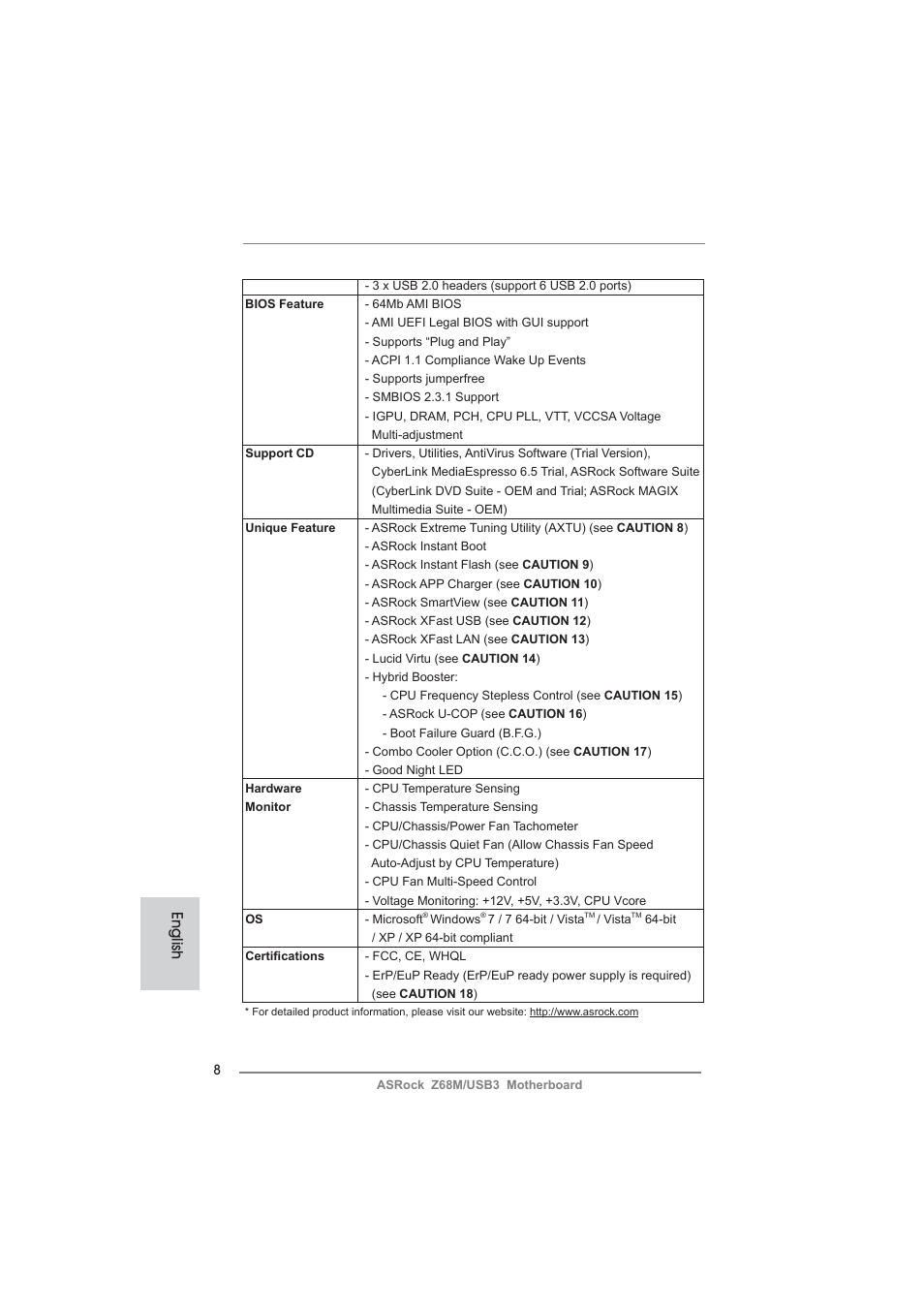 English | ASRock Z68M__USB3 User Manual | Page 8 / 177