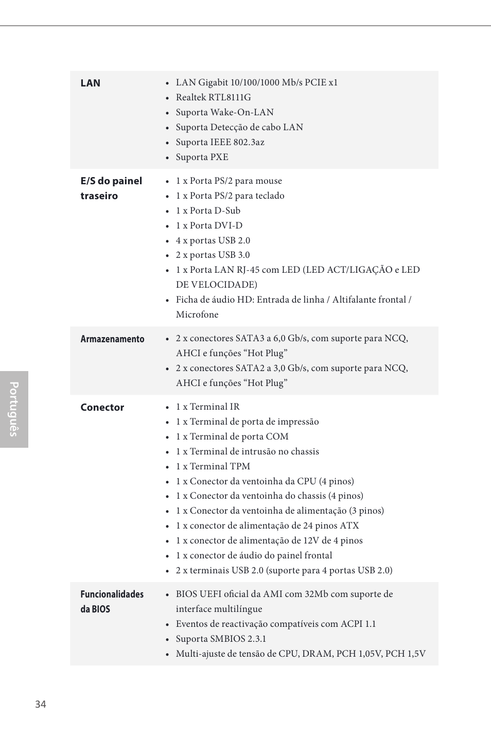 Por tuguês | ASRock H81M-DGS User Manual | Page 36 / 57