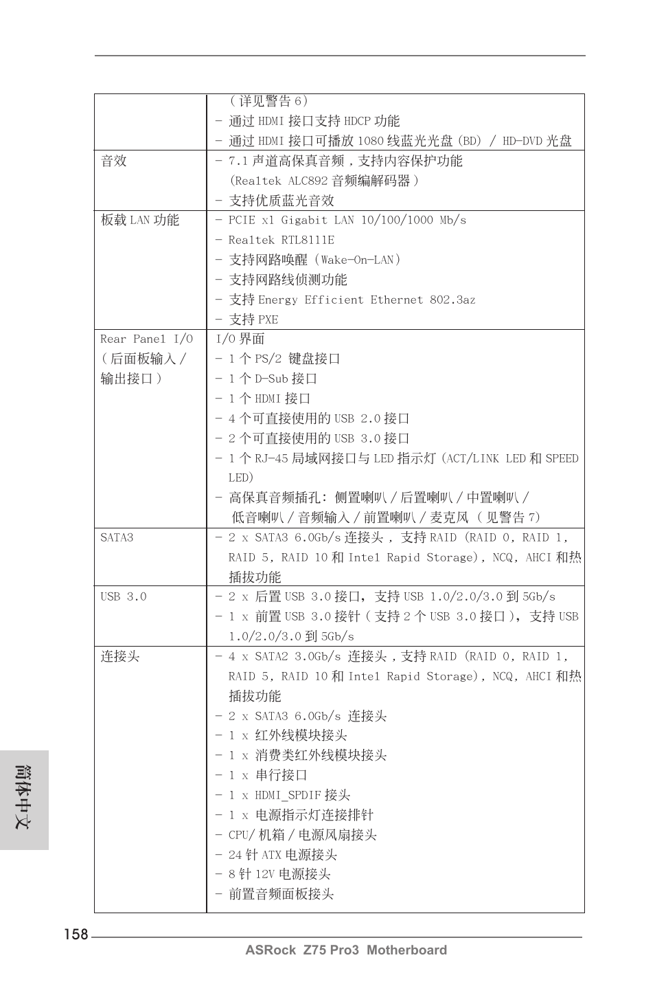 簡體中文 | ASRock Z75 Pro3 User Manual | Page 158 / 192