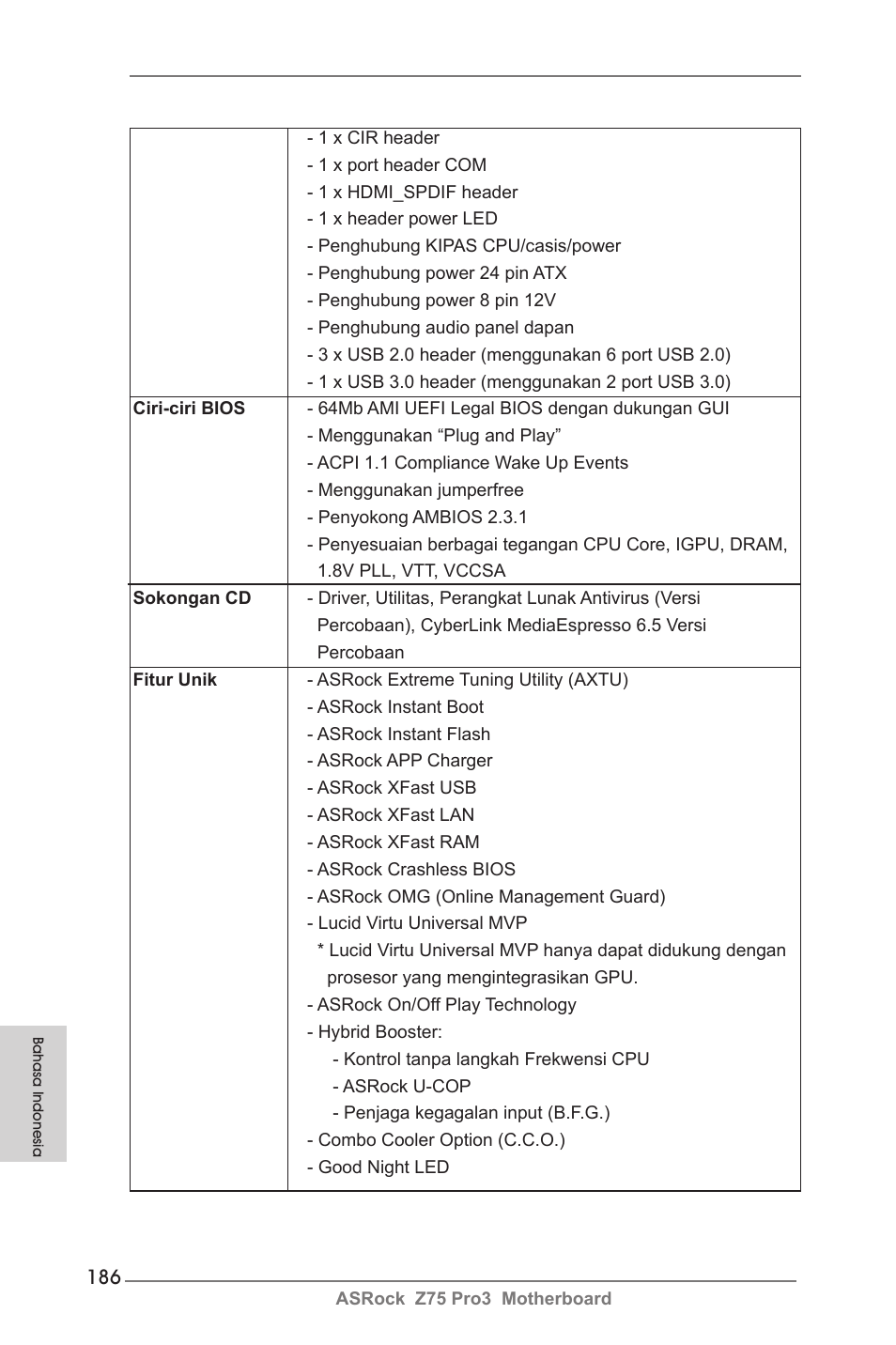 ASRock Z75 Pro3 User Manual | Page 186 / 192