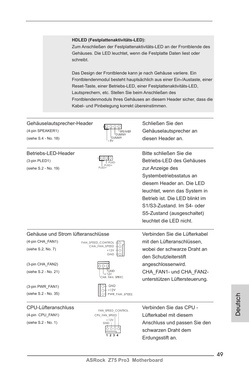 Deutsch | ASRock Z75 Pro3 User Manual | Page 49 / 192