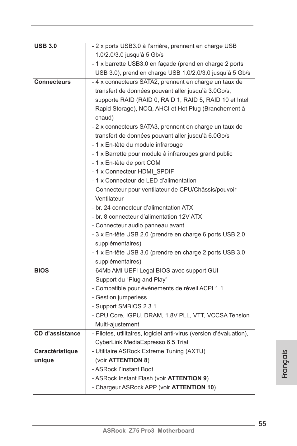 Français | ASRock Z75 Pro3 User Manual | Page 55 / 192