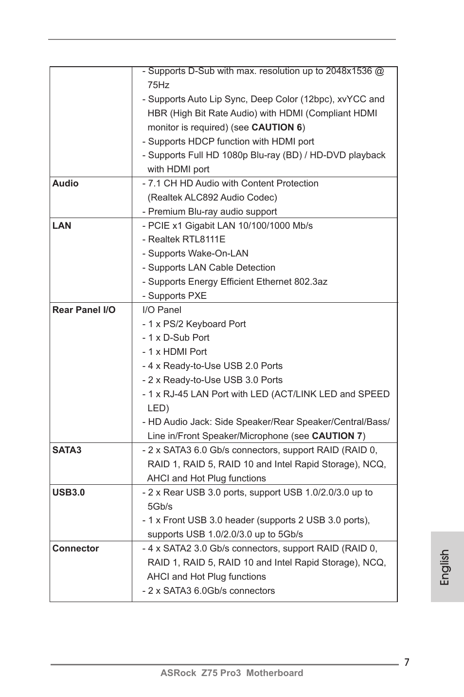 English | ASRock Z75 Pro3 User Manual | Page 7 / 192