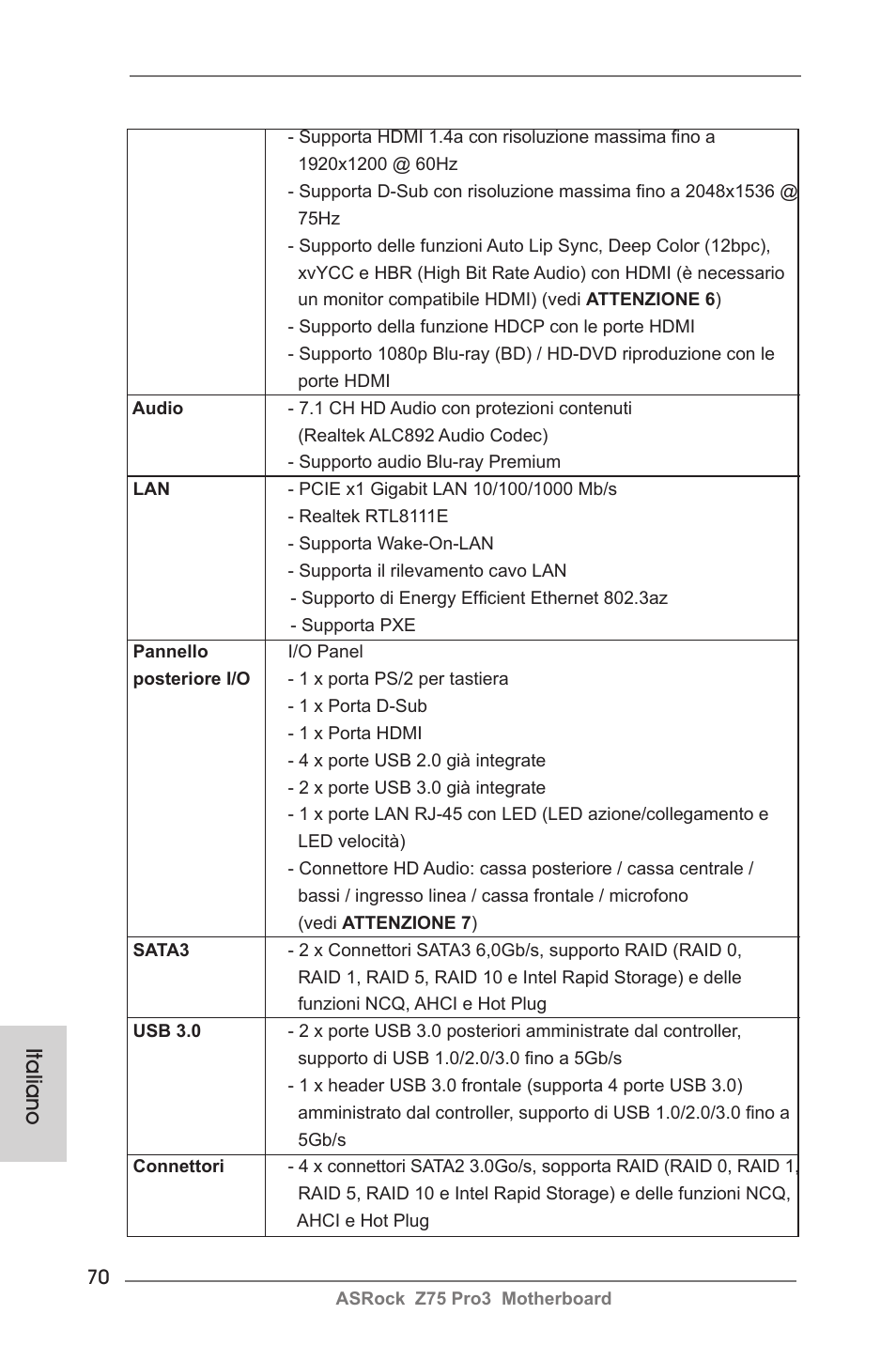 Italiano | ASRock Z75 Pro3 User Manual | Page 70 / 192