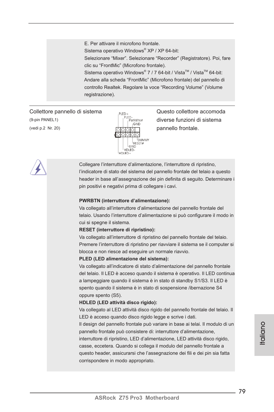 Italiano | ASRock Z75 Pro3 User Manual | Page 79 / 192