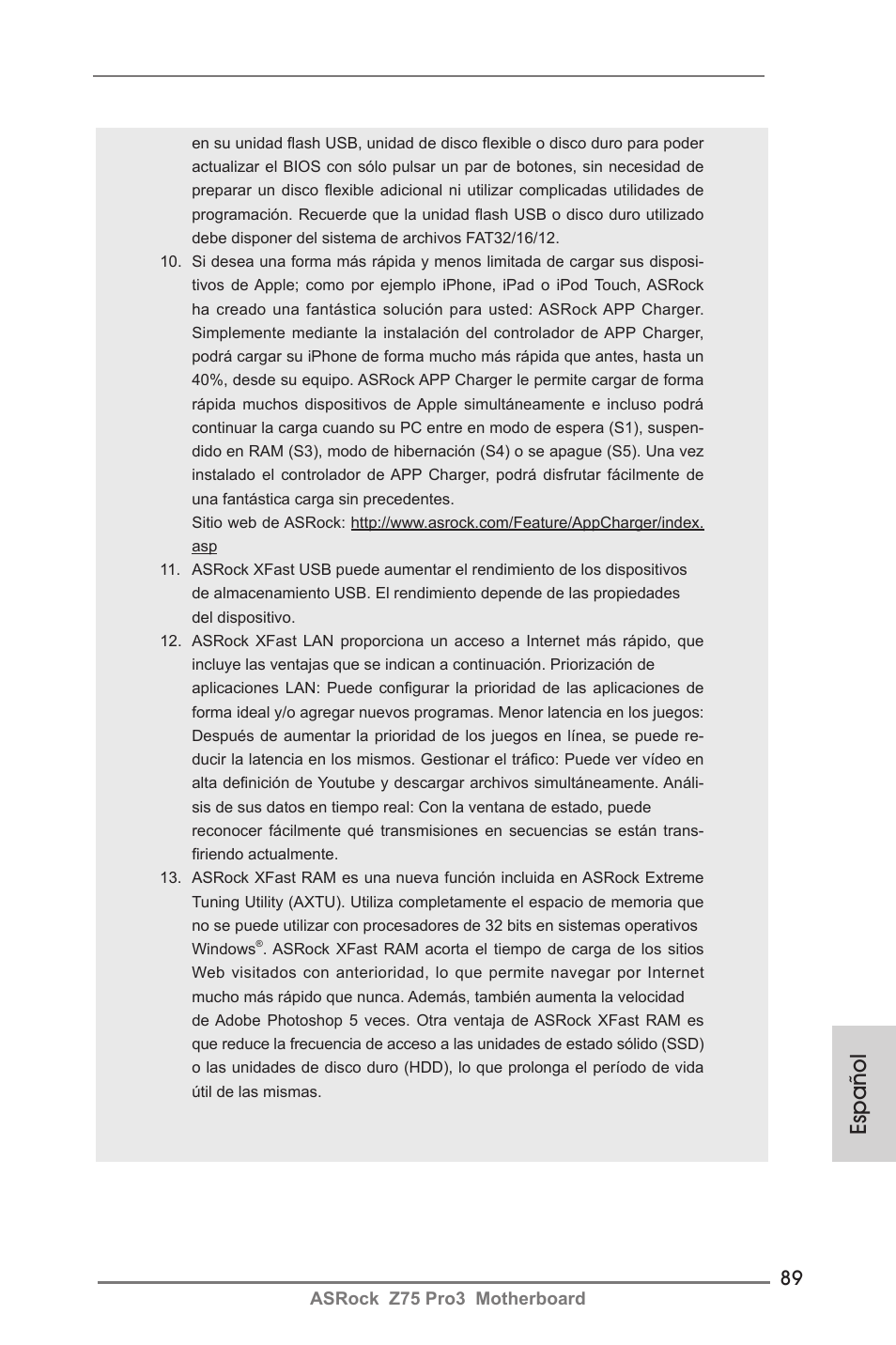 Español | ASRock Z75 Pro3 User Manual | Page 89 / 192