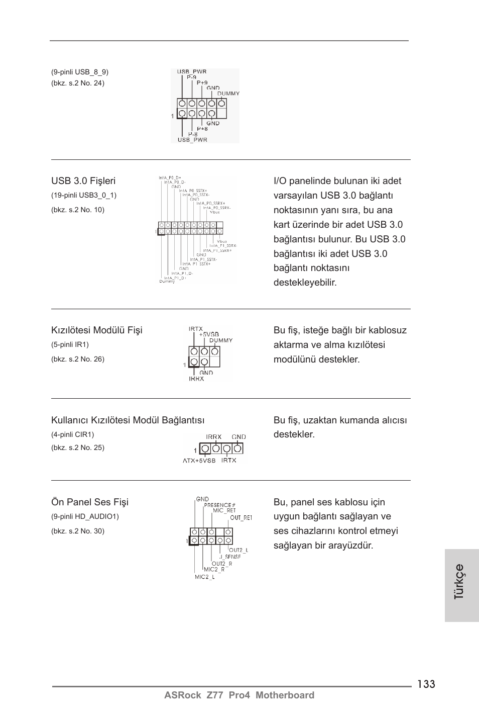 Türkçe | ASRock Z77 Pro4 User Manual | Page 133 / 209