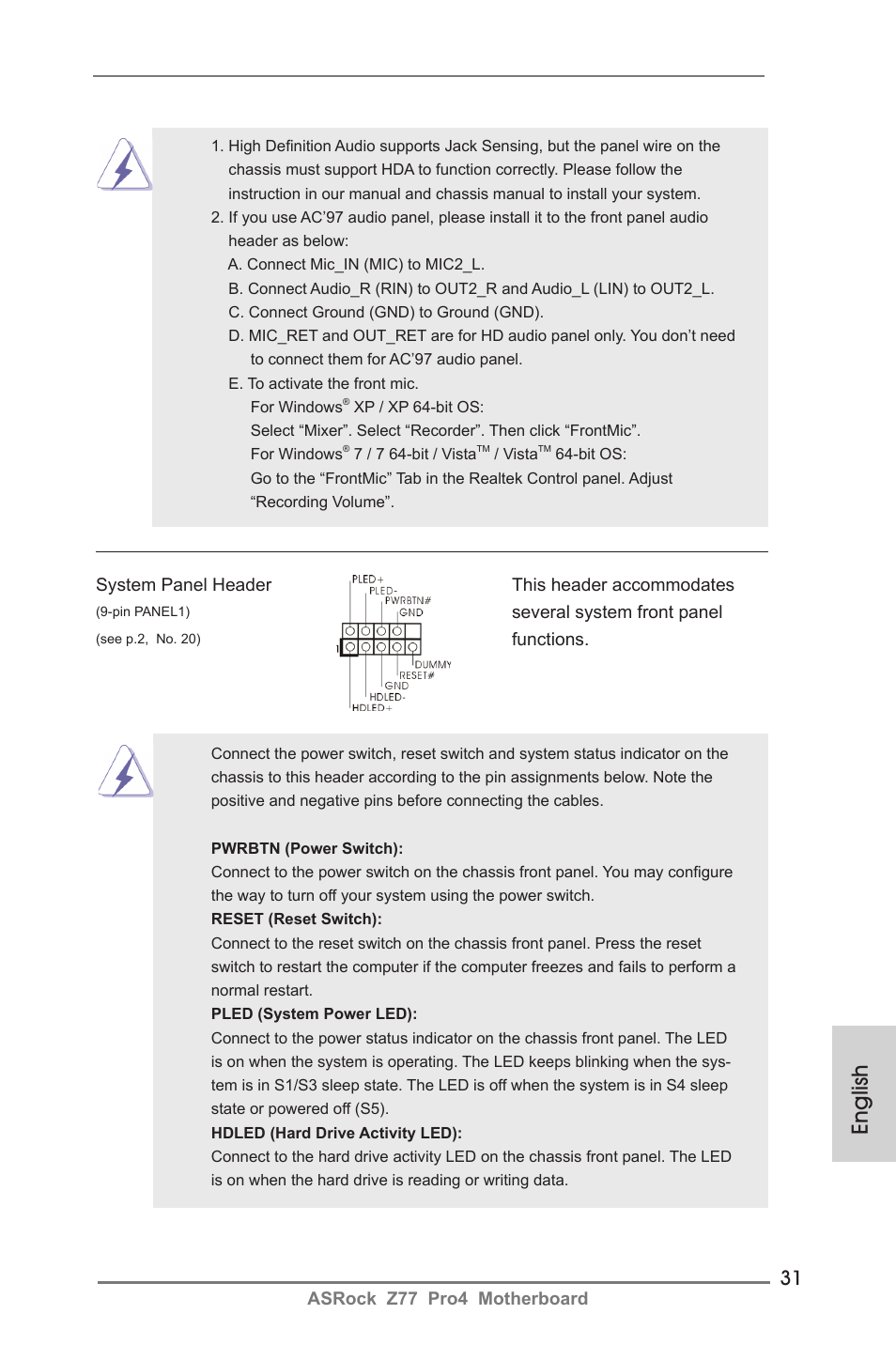 English | ASRock Z77 Pro4 User Manual | Page 31 / 209