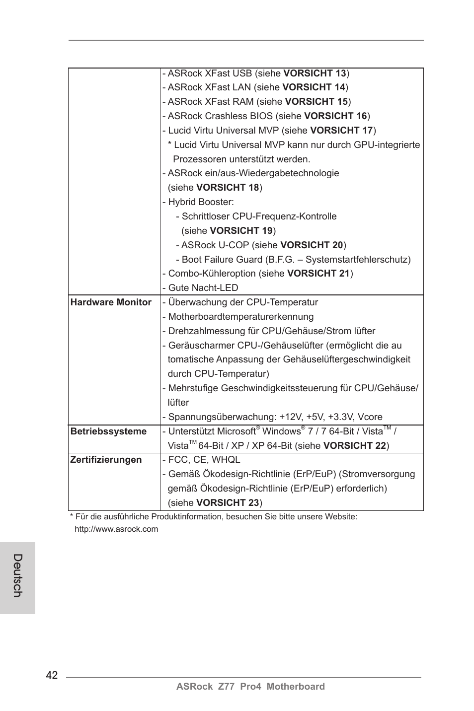 Deutsch | ASRock Z77 Pro4 User Manual | Page 42 / 209