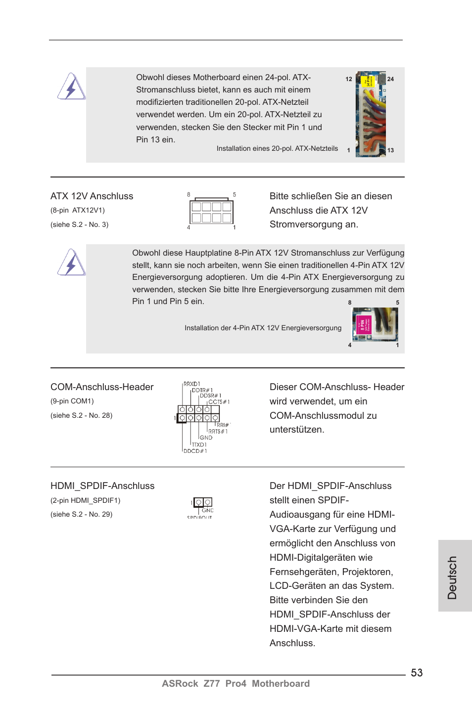 Deutsch | ASRock Z77 Pro4 User Manual | Page 53 / 209