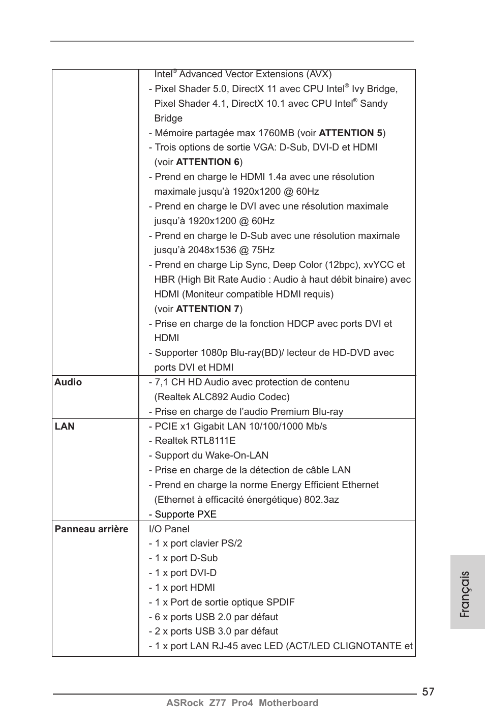 Français | ASRock Z77 Pro4 User Manual | Page 57 / 209