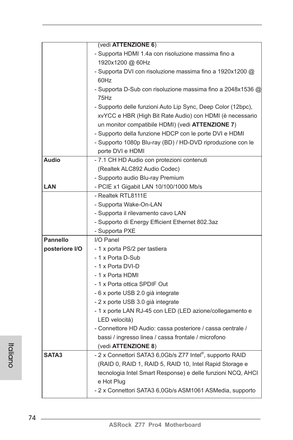 Italiano | ASRock Z77 Pro4 User Manual | Page 74 / 209