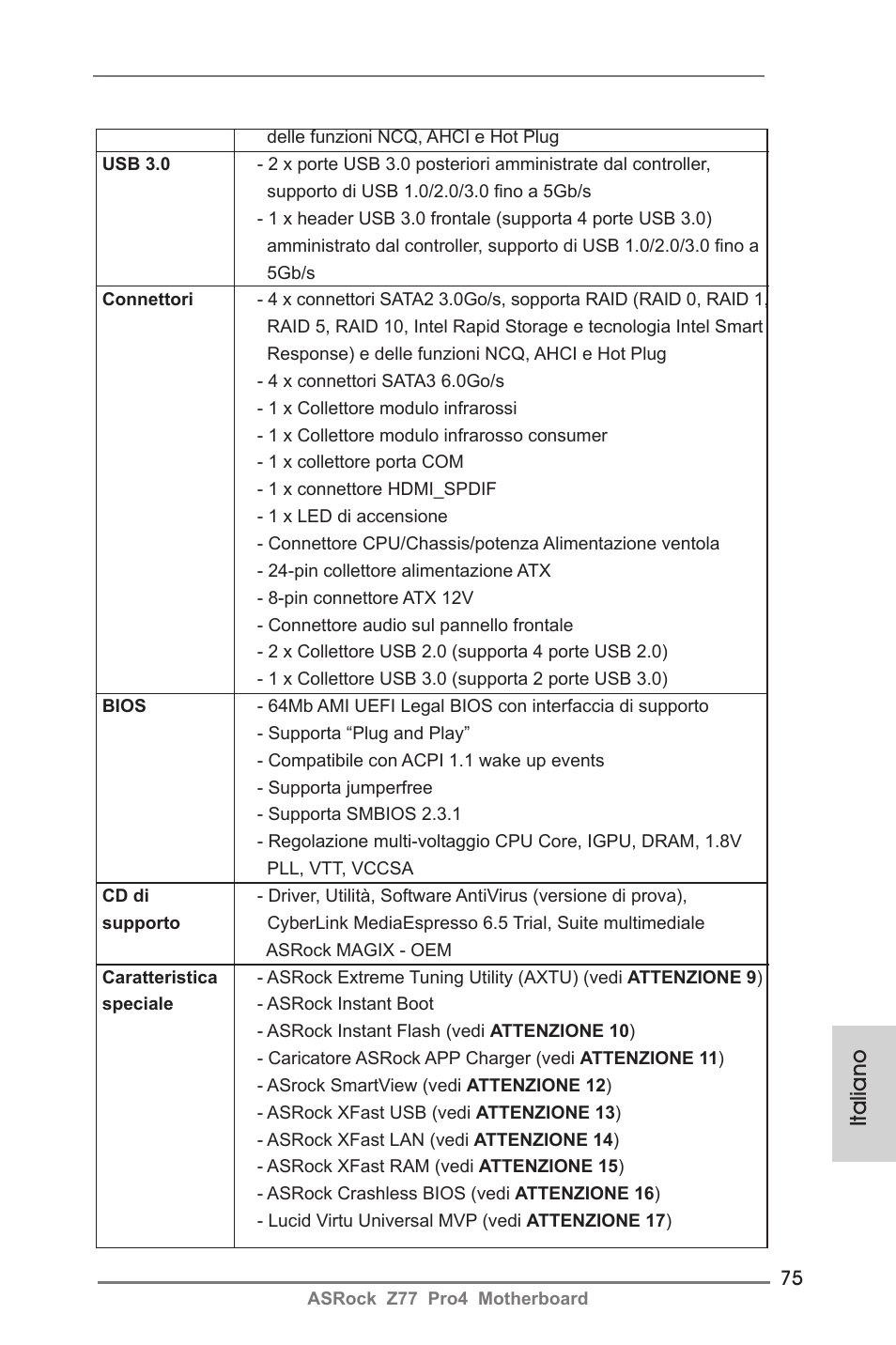 Italiano | ASRock Z77 Pro4 User Manual | Page 75 / 209