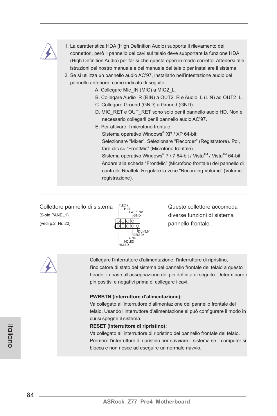 Italiano | ASRock Z77 Pro4 User Manual | Page 84 / 209