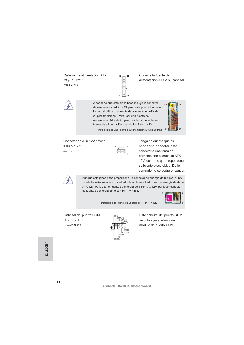 Español | ASRock H67DE3 User Manual | Page 118 / 253