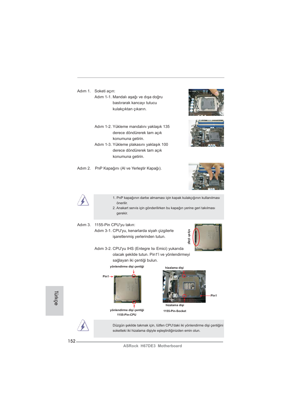 Türkçe | ASRock H67DE3 User Manual | Page 152 / 253