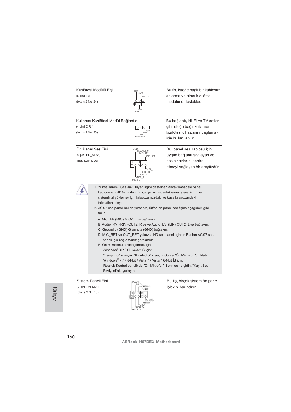 Türkçe | ASRock H67DE3 User Manual | Page 160 / 253