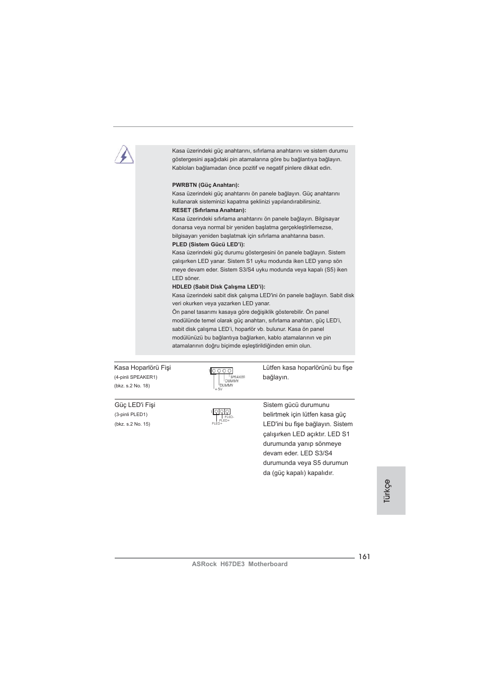 Türkçe | ASRock H67DE3 User Manual | Page 161 / 253