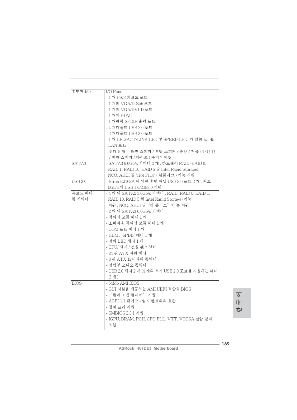 한 국 어 | ASRock H67DE3 User Manual | Page 169 / 253