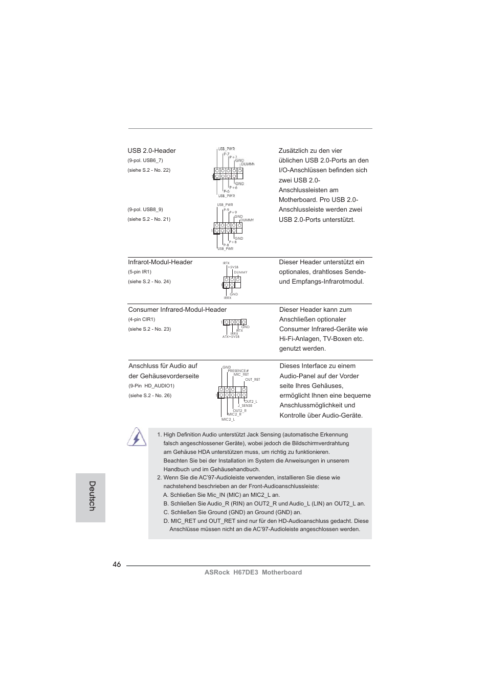 Deutsch | ASRock H67DE3 User Manual | Page 46 / 253