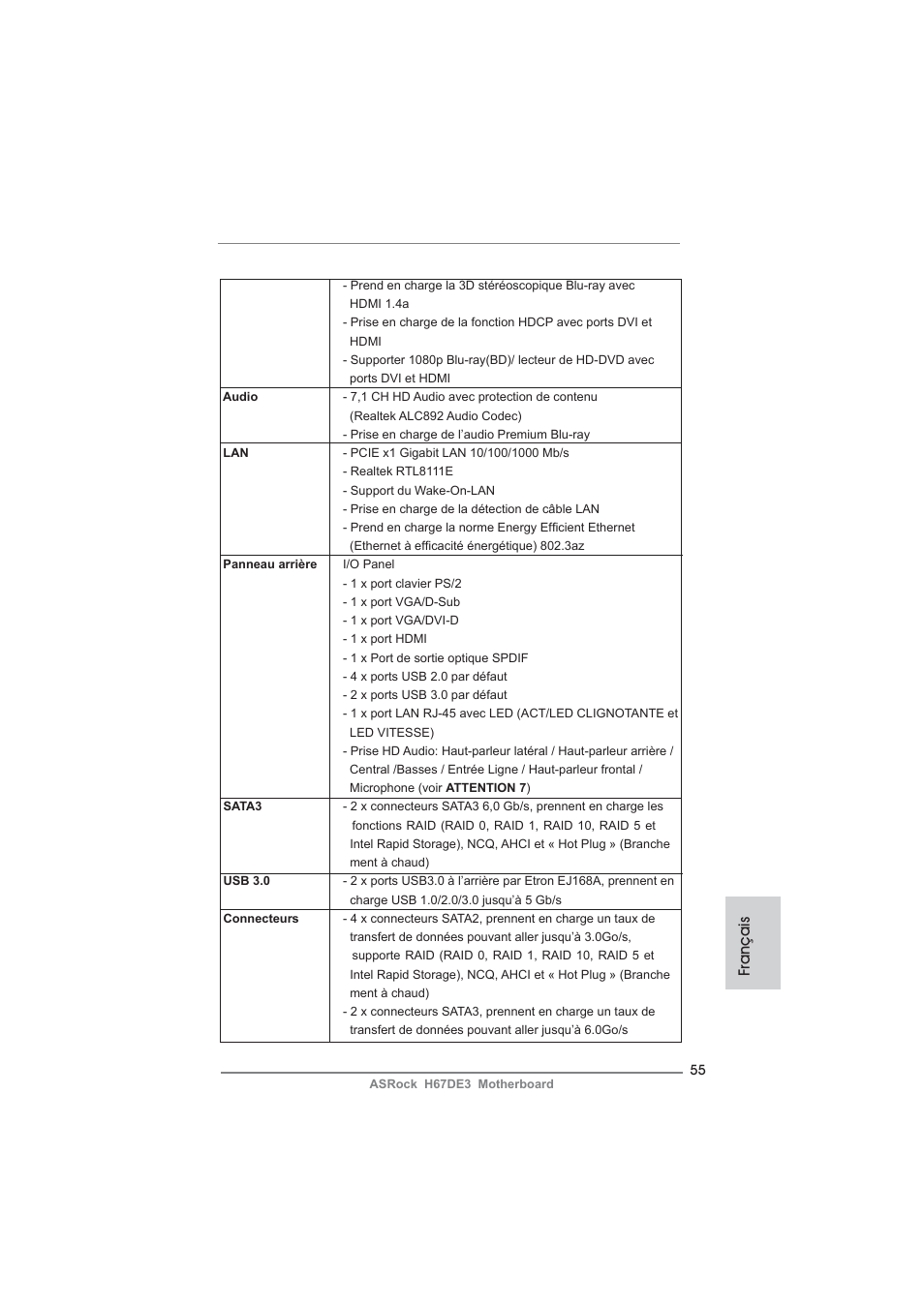 Français | ASRock H67DE3 User Manual | Page 55 / 253