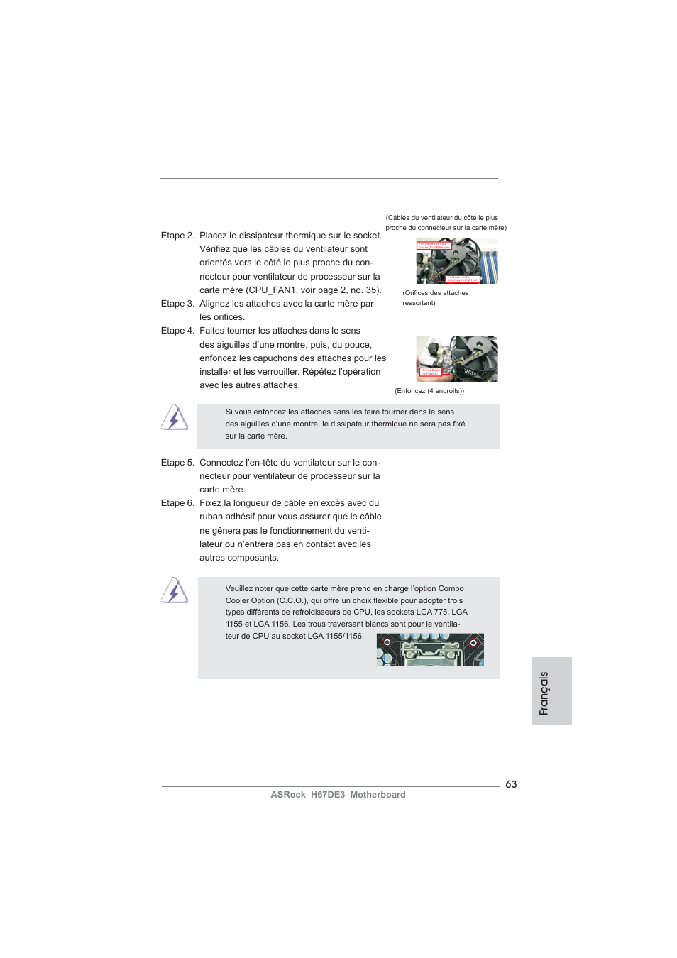 Français | ASRock H67DE3 User Manual | Page 63 / 253