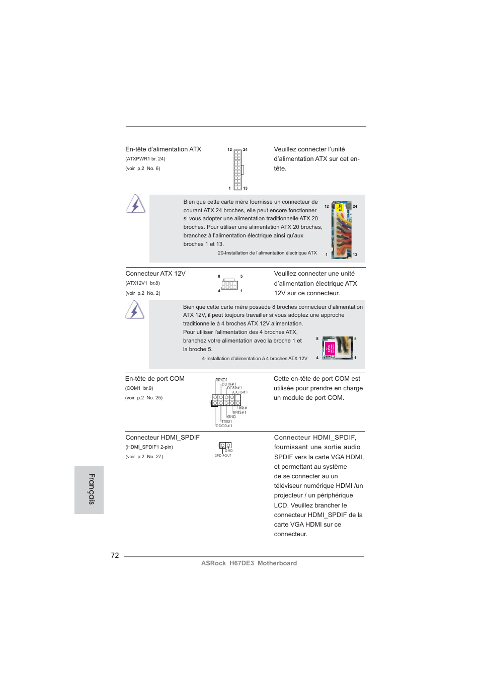 Français | ASRock H67DE3 User Manual | Page 72 / 253