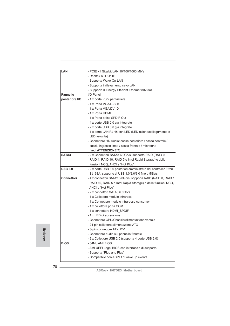 Italiano | ASRock H67DE3 User Manual | Page 78 / 253